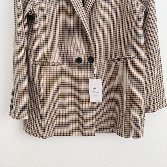 NEW Anine Bing Madeline Houndstooth Blazer In Yellow L - Picture 4 of 13